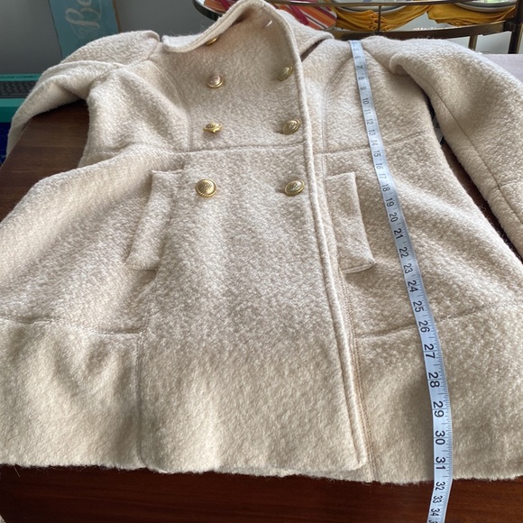 Women’s Worthington Ivory Short Overcoat. Sz S Double breasted - gold buttons. - Picture 9 of 13
